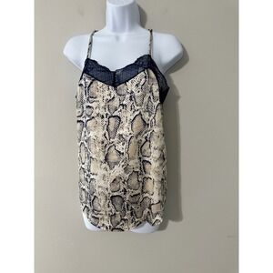 Muche Muchette Snakeskin Print‎ Lace Trim Sleeveless Cami Tank Top Size M/L